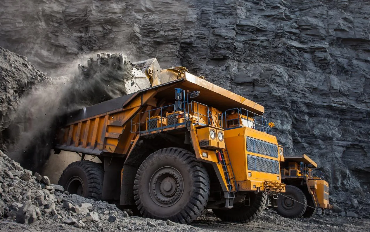 The excavating mining vehicle